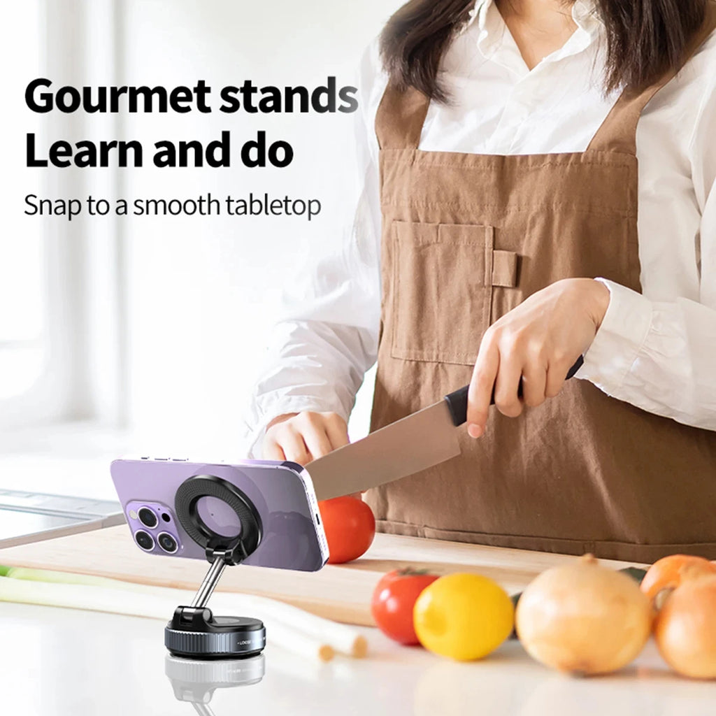 Car Phone Magnetic Stand Mechanical Vacuum Suction Cup Rotate 360° Magnetic Adsorption Bracket Navigation Universal Holder