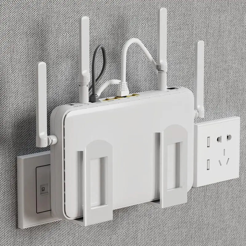 2pcs Home Router Storage Box Wall Artifact Set-top Box Wall-mounted Fixture Support Bracket Wifi Placement Rack For Living Room